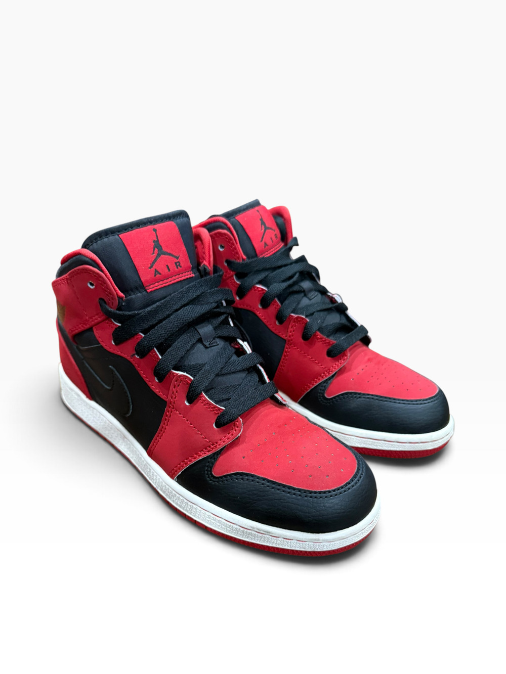 Air Jordan 1 Mid GS Youth 6Y Gym Red Black 554725-005 Worn Once